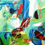 This image, I took quite a lot of time with colours and shapes until I realised that a lot of the shapes and signs represented for me musical signs and moves. You can see all the transparency of colours and shapes throughout.